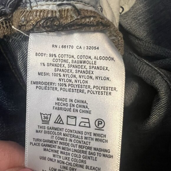 PILCRO Anthropologie Denim Jeans Size 31 FLORAL LACE FLARE Embroidery Stretch - Picture 12 of 13